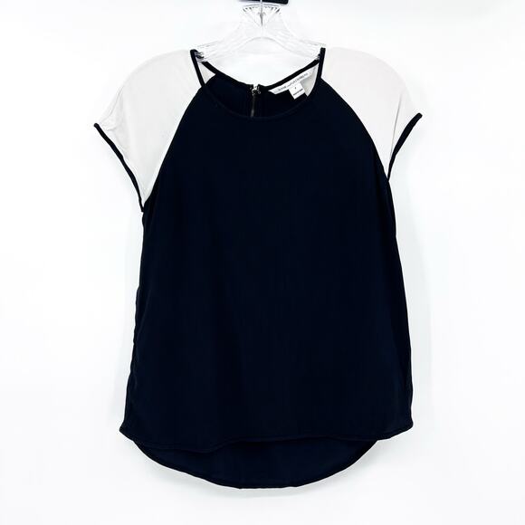 Diane von Furstenberg DVF Liva Colorblock Black White Silk Top Blouse Womens XS - Picture 5 of 13